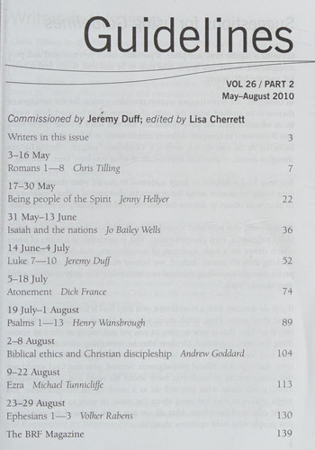 Guidelines May - August 2010 Bible Study for Today's Ministry and Mission