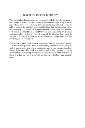 Disability Rights in Europe From Theory to Practice