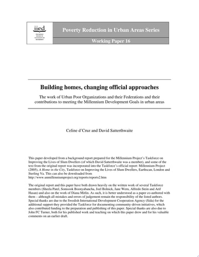 How to Make Poverty History The Central Role of Local Organizations in Meeting the MDGs
