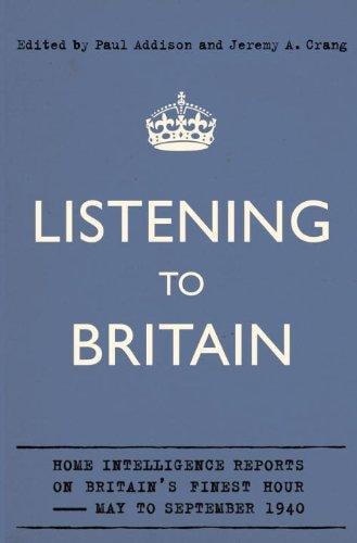 Listening to Britain Home Intelligence Reports on Britain's Finest Hour, May to September 1940