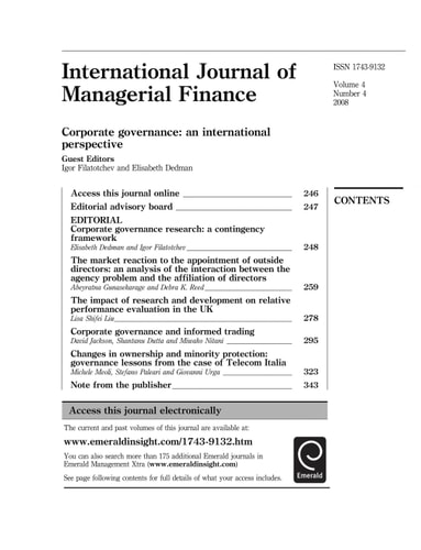Corporate governance an international perspective