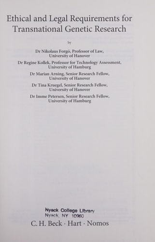 Ethical and Legal Requirements of Transnational Genetic Research