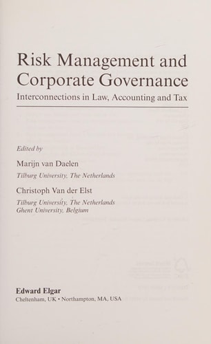 Risk Management and Corporate Governance Interconnections in Law, Accounting and Tax
