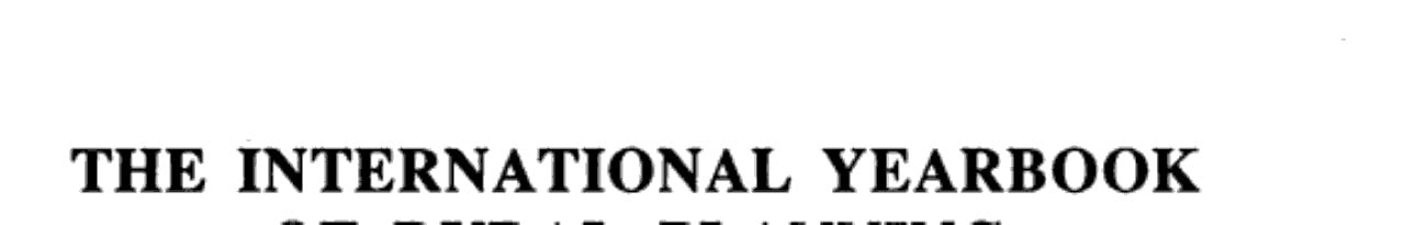 The International Yearbook of Rural Planning