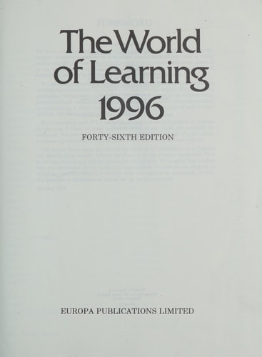 The World of Learning 1996