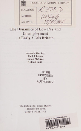 The Dynamics of Low Pay and Unemployment in Early 1990s Britain