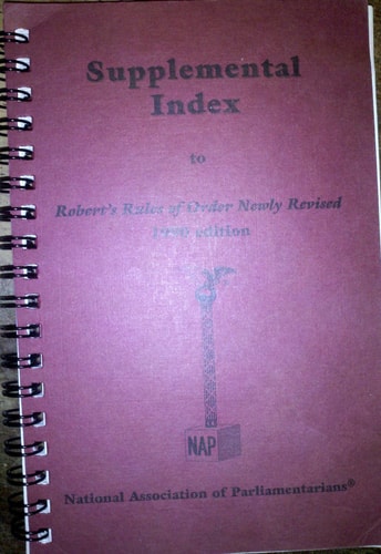 Supplemental Index to Robert's Rules of Order Newly Revised, 1990