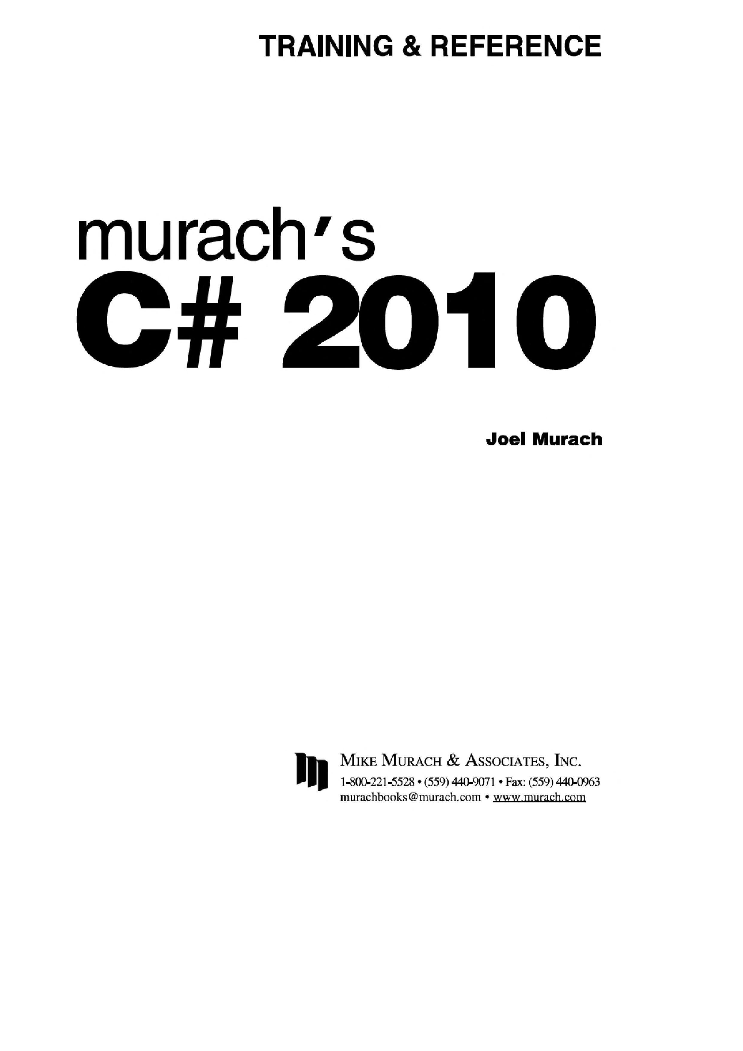 Murach's C# 2010