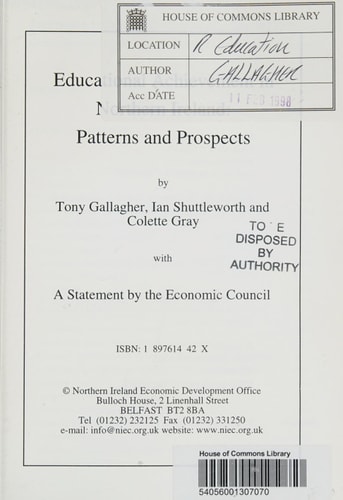 Educational Achievement in Northern Ireland Patterns and Prospects