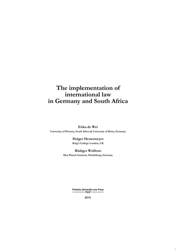 The implementation of international law in Germany and South Africa