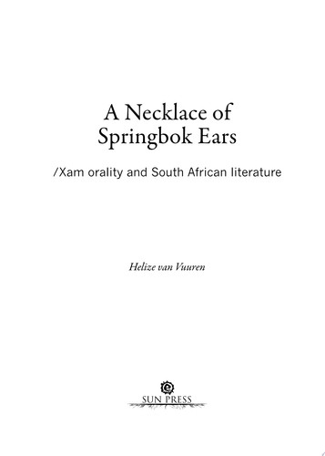 A Necklace of Springbok Ears /Xam orality and South African literature