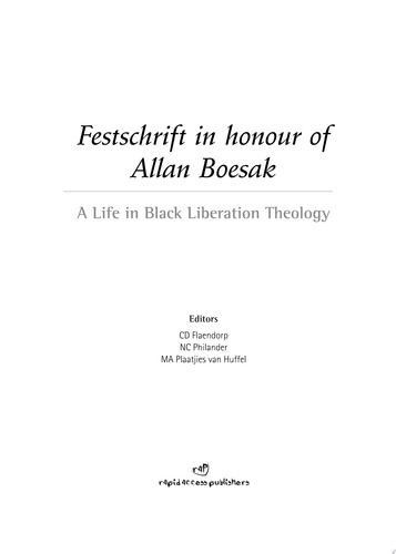 Festschrift in honour of Allan Boesak