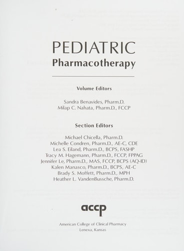Pediatric Pharmacotherapy