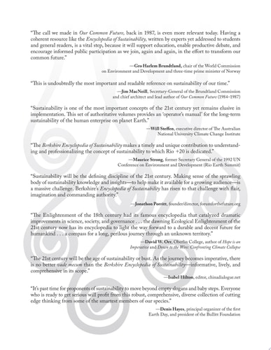 Berkshire Encyclopedia of Sustainability Vol. 10/10