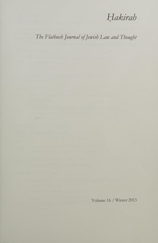 Hakirah: The Flatbush Journal of Jewish Law and Thought