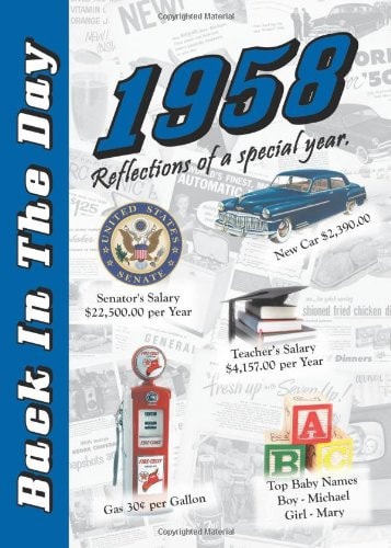 1958 Back In The Day - 24-page Greeting Card / Booklet with Envelope (5 x 7 Size) – Great for Birthdays, Anniversaries, Reunions, Graduations, Client & Corporate Gifts