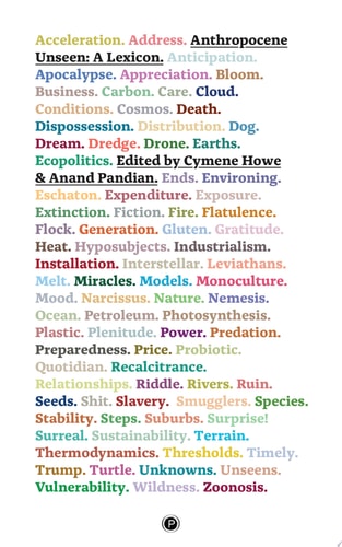 Anthropocene Unseen A Lexicon
