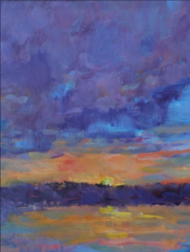Sketchbook Blank Drawing Book, Purple Clouds Oil Painting Cover with Beautiful Marsh View Sunset, Lowcountry Art