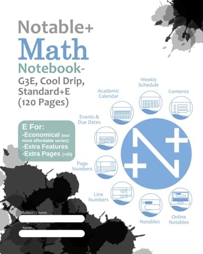 Notable+ Math Notebook- G3E, Cool Drip, Standard+e (120 Pages)