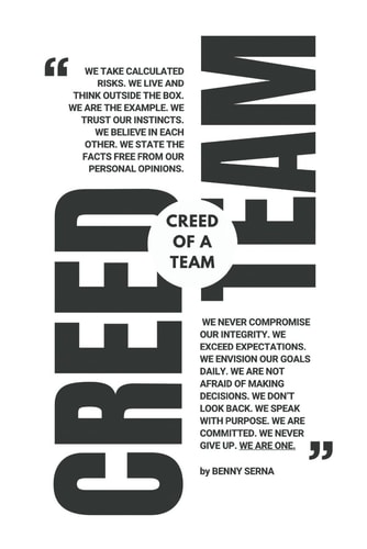 CREED OF A TEAM: A Motivational Journal