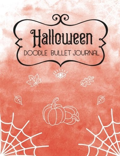 Halloween Doodle Bullet Journal 8. 5 X 11 Inch Practice Notebook, 120 Page Blank Dot Grid Notepad with 93 Bonus Traceable Doodles