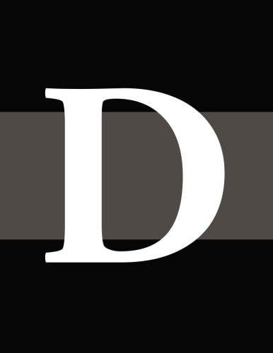 D Monogram Initial D Black and Gray Notebook Journal Diary 8.5 X 11 Large (Lined Paper) 100 Pages