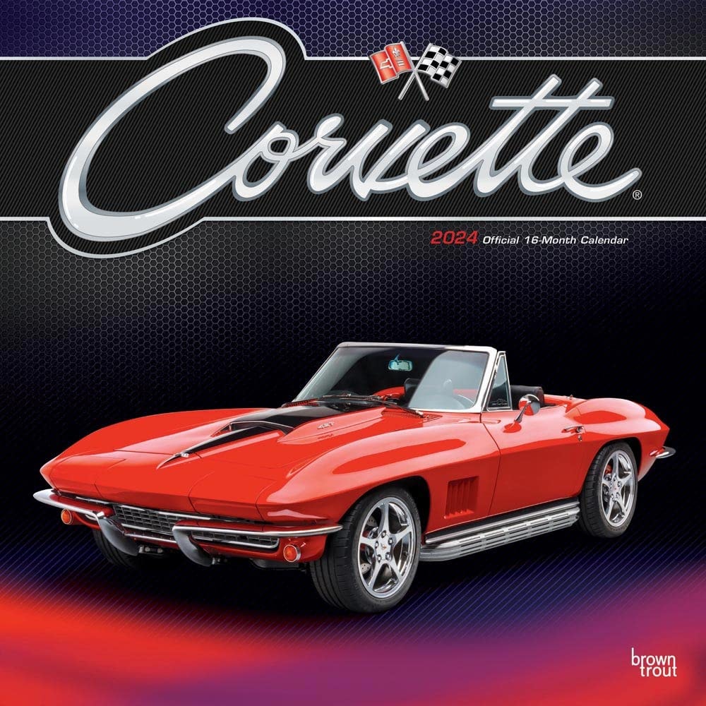 Corvette Official | 2024 12 x 24 Inch Monthly Square Wall Calendar | BrownTrout | Chevrolet Motor Muscle Car