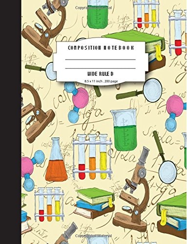 Composition Notebook Wide Ruled 8.5 x 11 Inch 200 Page, Colorful Fun Lab and Science Large Composition Book Journal for School Student/Teacher/Office