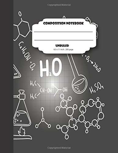 Composition Notebook Unruled 8.5 X 11 Inch 200 Page, Black Chalkboard Chemistry Large Composition Book Journal for School Student/Teacher/Office