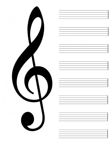 Blank Music Sheet Notebook 8. 5 X 11 120 Pages Music Staff Paper 8 Per Page - Wide Staff Manuscript Paper - Empty Music Sheet