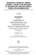 Metropolitan Washington Airports Authority: A Review of the Department of Transportation Inspector General's Findings and Recommendations