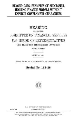 Beyond GSEs Examples of Successful Housing Finance Models Without Explicit Government Guarantees