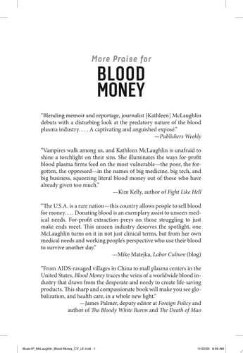 Blood Money The Story of Life, Death, and Profit Inside America's Blood Industry