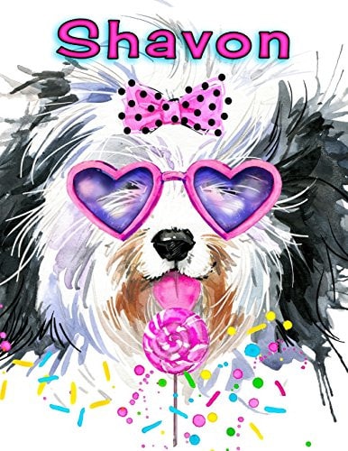 Shavon Personalized Book with Name, Journal, Notebook, Diary, 105 Lined Pages, 8 1/2 X 11 , Birthday, Friendship, Christmas Gifts for Girls, Women, and Dog Lovers