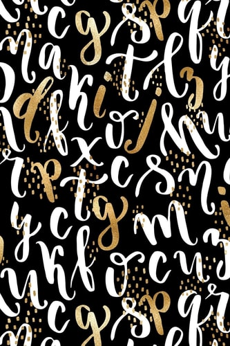 Bullet Journal Notebook Sparkly Letters Pattern 1 Graph Design - 162 Numbered Pages with 150 Graph Style Grid Pages, 6 Index Pages and 2 Key Pages for Journaling, Writing, Planning and Doodling, for Women, Men, Kids, Easy to Carry Size