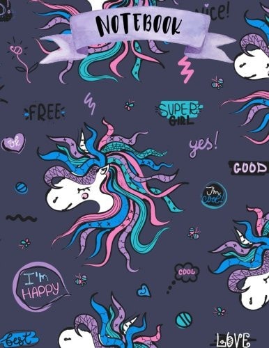 Notebook A4 - 160 Pages - Licorne - Couverture Souple Glossy - Cahier, Carnet de Notes, Journal, Carnet de Notes Ligné, Cahier Ligné, Carnet de Notes A4, Cahier A4, Cahier Ã(c)cole, Cahiers Cours