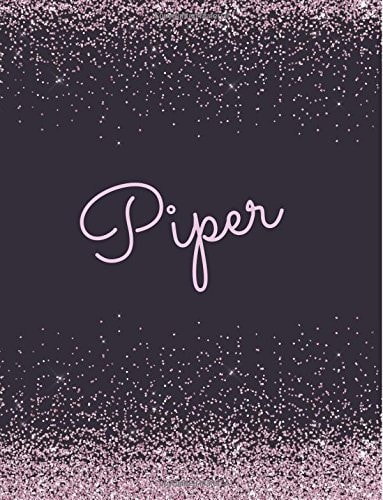 Piper Piper Lined Personalized Girls Lined Journal, Notebook, Blank Book. Large Attractive Journal: Pink and Black Glitter Texture Effects. Arty Stylish Girls Stylish Journals