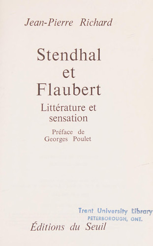 Stendhal & Flaubert - Litterature et Sensation (French text version)