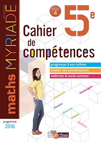 Maths 5e Myriade Cahier de compétences