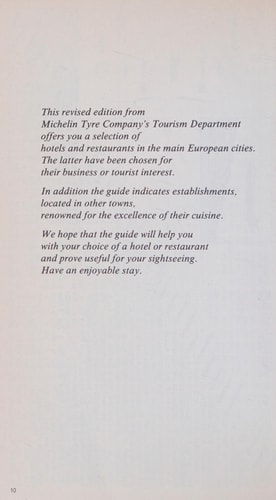 Michelin Red Guide: Main Cities Europe 1986