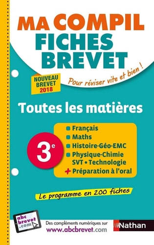 Ma compil fiches brevet 3e, toutes les matières