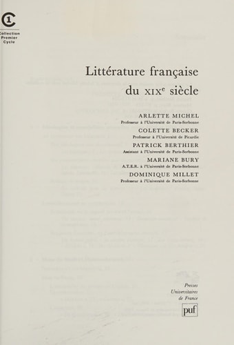 Littérature française du XIXe siècle