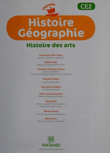 Histoire Géographie Histoire des arts CE2 Odysséo Elève