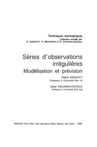 Série d'observations irrégulières : Modélisation et prévision
