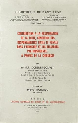 contribution à la restauration de la faute, condition des responsabilités civile (188)