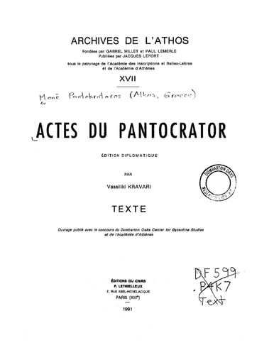 Actes du Pantocrator texte
