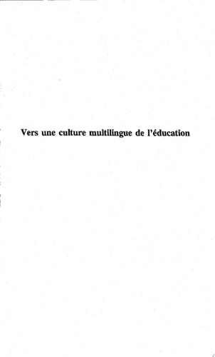 Vers une culture multilingue de l'éducation