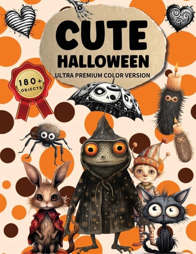 Cut and Collage Cute Halloween Ephemera High Quality Images Of Frog and Candle For Paper Crafts, Scrapbooking, Mixed Media, Junk Journals, Decorative Art, Artist Trading Cards, and More.