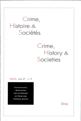 Crime, histoire et sociétés Tome 2