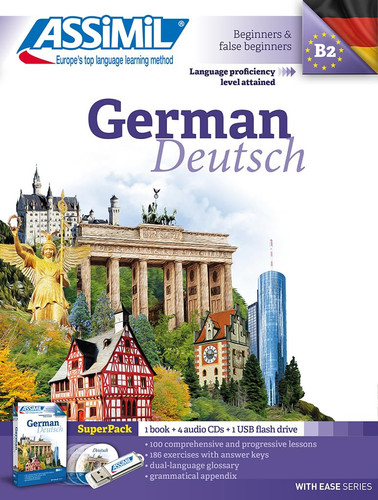 ASSiMiL German - Audio-Sprachkurs Plus - Niveau A1-B2 Deutschkurs in Englischer Sprache, Lehrbuch + 4 Audio-CDs + 1 USB-Stick